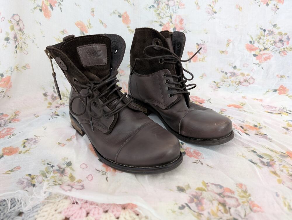 tara m brown leather & suede loris boots